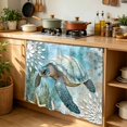 thumbnail image 6 of Sea Turtle Coastal Cabinet Curtain 35"Wx35"L,Dustproof Under Sink Skirt with Self Adhesive Tape,Summer Beach Teal Coral Starfish Cabinet Curtain Cover for Kitchen Sink,Bathroom Vanity,Laundry Room, 6 of 9