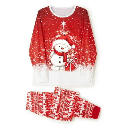 

Christmas decorations Stocking stuffers Red Parent-child Warm Christmas Set Printed Home Wear Pajamas Two-piece Kid Set