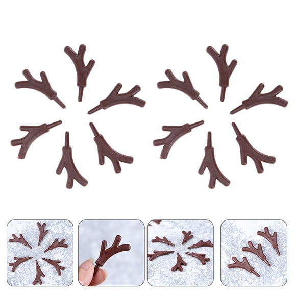 Uonlytech Christmas Deer Antler Hanging Decorations Brown Plastic 120Pcs