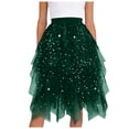 thumbnail image 5 of Rotm Womens Tulle Skirt Tulle Skirt for Women Lace Mesh Long Tutu Skirt Trendy Elastic High Waist Pleated Skirts for Party Dark Green,L, 5 of 7