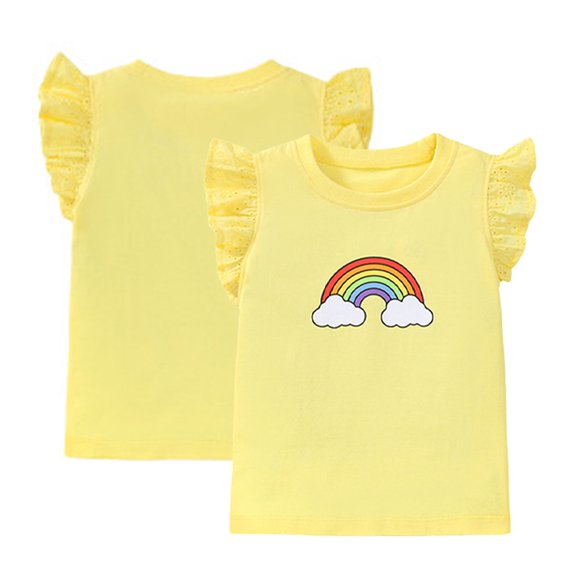 LYMAYTER Toddler Baby Summer Sleeveless Vest T-Shirt for Girls 100% Organic Cotton Tank Tees Shirt Tops Kids Casual Ruffle Shirt Blouse 2-8T