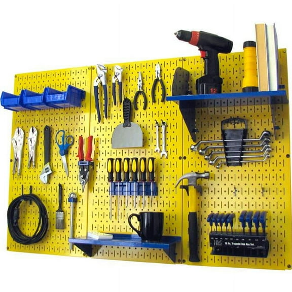 Pegboard Standard Tool Storage Kit, Yellow & Blue - 48 x 32 x 9 in.