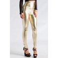thumbnail image 4 of 2Chique Boutique Women's Gold High Waist Faux Leather Leggings, 4 of 7