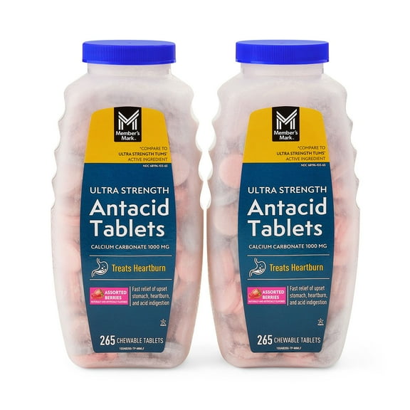 Member's Mark Ultra Strength Antacid Chewable Tablets, Assorted Berry, 265 ct./pk., 2 pk.