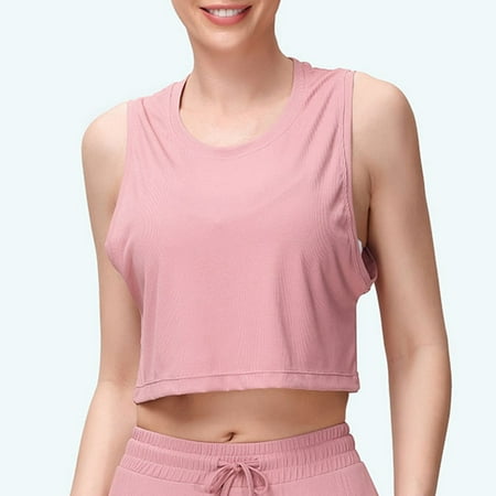 SNKSDGM Female Women Tank Tops Loose fit Womens Tank Tops Athletic Built in Bra Women s Pure Color Yoga Tank Top Breathable Backless Running Vest Loose fit Gym Workout Shirt for & Fitness Xs