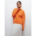thumbnail image 5 of Women'S High Neck Sweaters Loose Fit Fall Winter Pullover Jumper Tops Orange Red M, 5 of 7