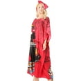 thumbnail image 3 of Sakkas Mera Women's Long Loose Short Sleeve Summer Casual Caftan Kaftan Dress - KAF1013-Red - One Size, 3 of 5