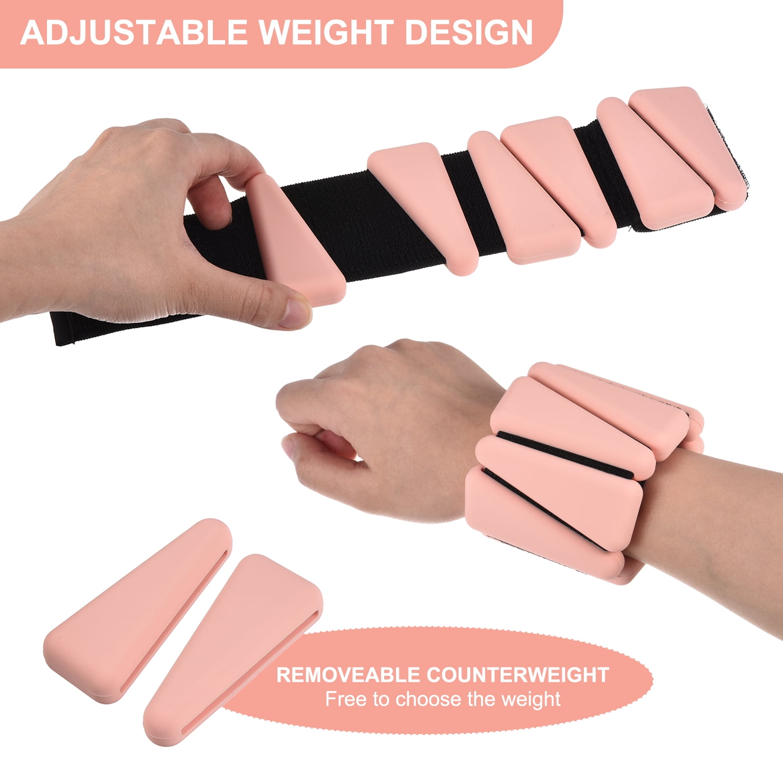 Uxcell 1Lb Each Adjustable Wrist Ankle Weights for Yoga Dance Aerobics, Pink 2 Pack