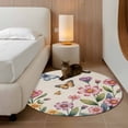 thumbnail image 2 of Round Rug 4Ft Washable Non-Slip, Pink Flowers Circle Area Rugs for Living Room Bedroom, Spring Floral Butterfly Leaves Plants Retro Beige Indoor Floor Mats Carpet Runner for Home Decor Aesthetic, 2 of 8