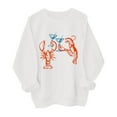 thumbnail image 2 of Oversized Lobster Graphic Swearshirts Women 2k Crewneck Long Sleeve Drop Shoulder Shirts Fashion Hoodies & Sweatshirts (White,Large), 2 of 4