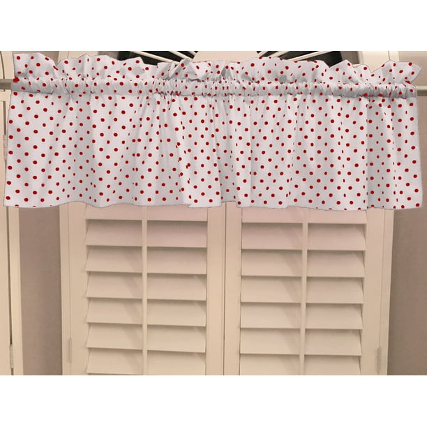 Cotton Window Valance Polka Dots Print 58 Inch Wide / Small Dots Red on ...