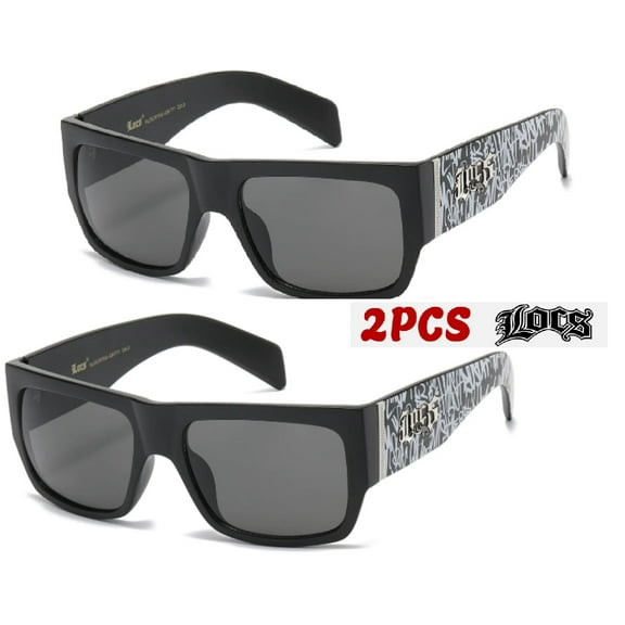 Locs 2 Pack Hardcore Fashion Black Lowrider Design Shades Sunglasses 91186 GRFT1