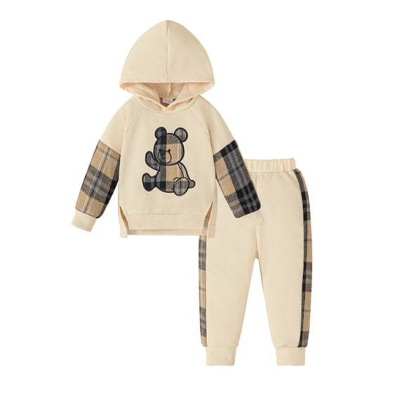 3T Baby Girls Clothes 4T Girls 2PCS Hoodie Outfits Set Toddler Girls Long Sleeve Top Pants Set Apricot