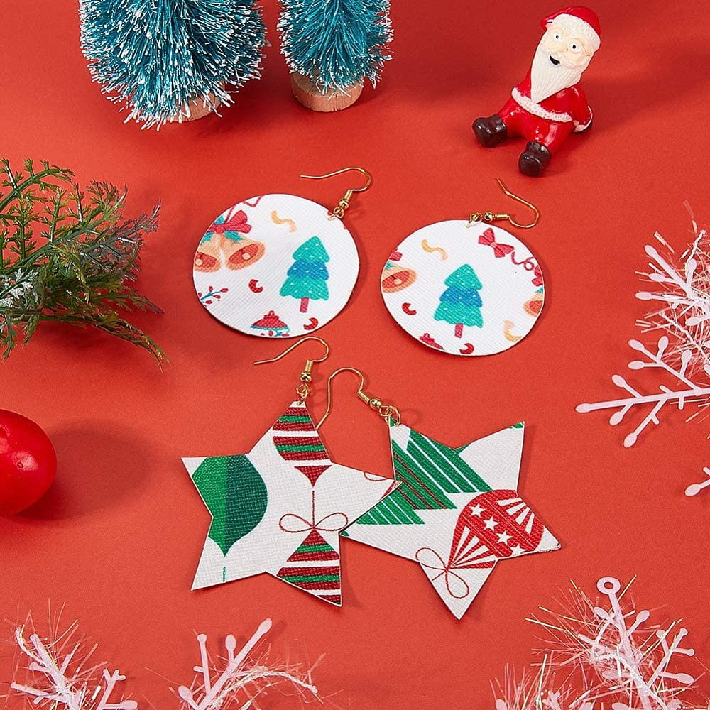 1 Box Christmas Theme Imitation Leather Fabric Self-adhesive Fabric for Garment Accessories Mixed Color 30~30.7x19.5~20x0.05cm 18sheet/box