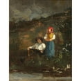 thumbnail image 2 of Edward Mitchell Bannister 12x14 Gold Ornate Wood Frame and Double Matted Museum Art Print Titled - Repose, 2 of 4