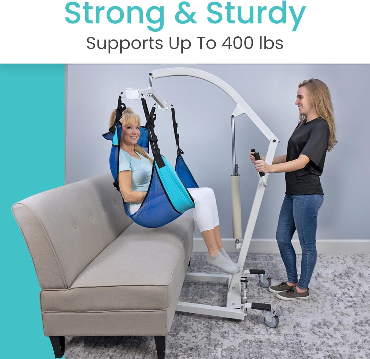 Vive Hydraulic Patient Lift, 400 lb Capacity – Manual Medical Transfer Aid for Home & Clinical Use