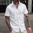 thumbnail image 2 of Yaoyar Men's Casual Button Down Shirts Short Sleeve Textured Summer Beach Shirt with Pocket, 2 of 7