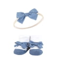 thumbnail image 4 of Hudson Baby Infant Girl Headband and Socks Giftset, Pink Floral Chambray, One Size, 4 of 5
