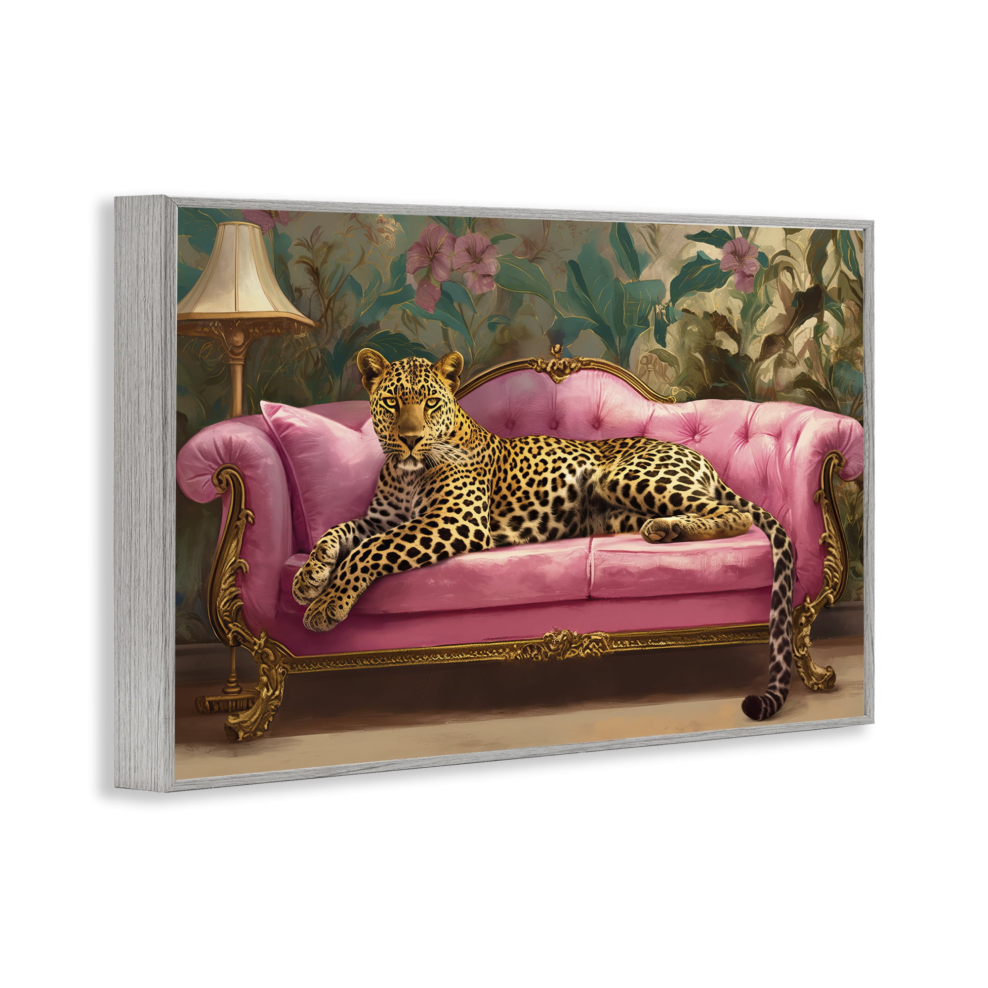 Stupell Industries Exotic Lounging Leopard Gray Framed Giclee Art, design by Tina LeCour