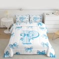 thumbnail image 2 of Homewish Blue Bowknot Letter Queen Comforter Set for Girl, Kawaii Initial P Letter Bedding Sets, Cartoon Princess Style Reversible Bedding Comforter Set, Luxury Bedroom Decor, 3 Pieces, 2 of 8