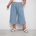 thumbnail image 2 of AINIYS Mid Rise Soft Relaxed Capris Pants for Women Home Casual Daily Errands Light Blue XXXL, 2 of 7