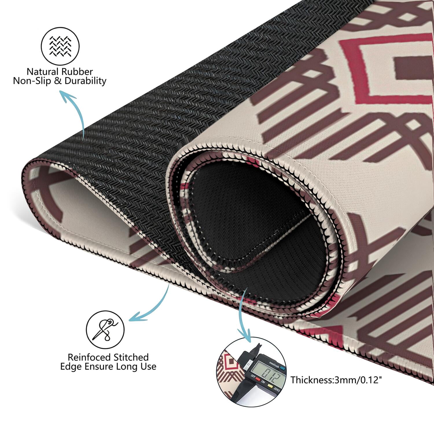 Boho Style Large Non-Slip Playing Surface for Mahjong 31.5x31.5 Inch Rubber Mat with Noise Dampening for Card Games Board Games and Game Room Decor