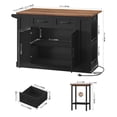 thumbnail image 4 of Homfa 47.2'' Kitchen Island with Drop Leaf and Charging Station, Portable Kitchen Island with Storage and 2 Seating, Black Rolling Cart with Wheels for Kitchen, Dining Table for 2, 4 of 8