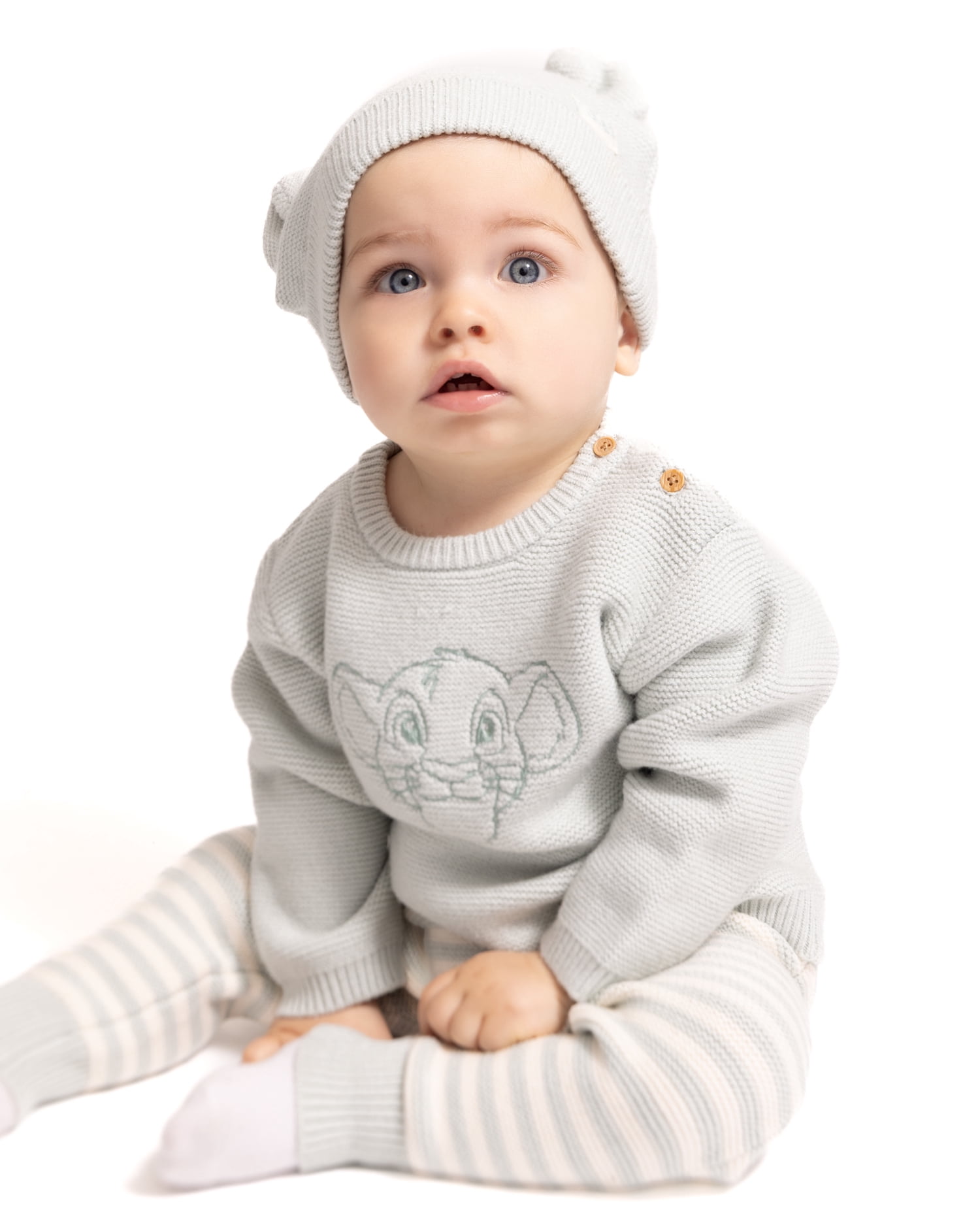 Disney Baby Wishes + Dreams The Lion King Crewneck Sweater, Pants and Hat Set, 3 Piece, Sizes 0/3M-18M