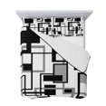thumbnail image 7 of Black Grey Geometric Full Size Down Alternative Comforter, Lightweight Comforter Quilt Bedding Set with Pillow Shams Modern Abstract Art White All Seasons Bed Comforter Duvet Insert 78"x90", 7 of 7