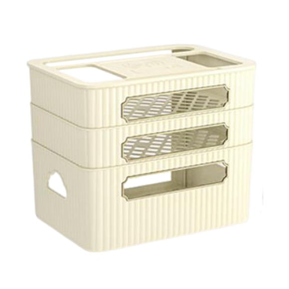 Caja de almacenamiento para enrutador, caja de almacenamiento para cables de alambre, estante de almacenamiento para cables de gran capacidad Beige 3 Niveles