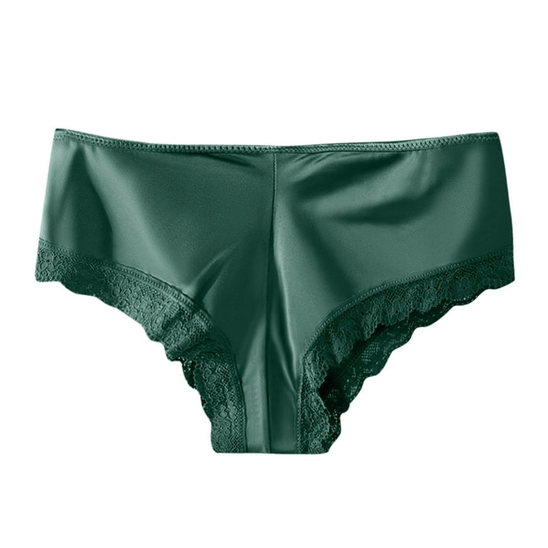 Womens Boy Shorts Underwear Cotton Lace Soft Stretch Full High-Rise  Underwear Green M