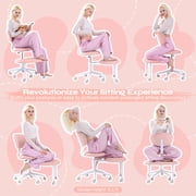 Pinmoco Adjustable Height Ergonomic Adhd Chair, Meditation Chair with Lumbar Support, Home Office Chair, Blush Pink