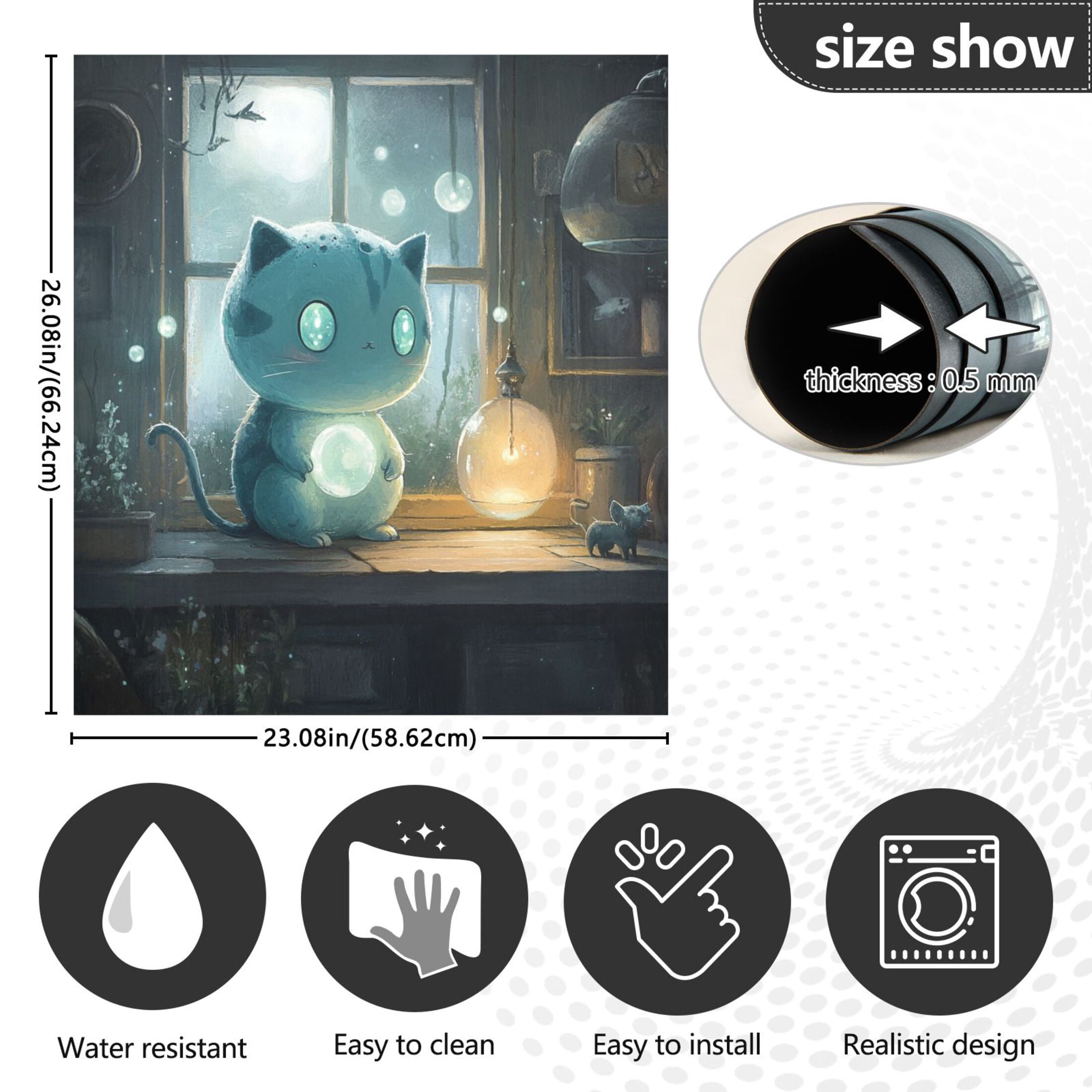 Dishwasher Magnetic Sticker 23x26 Inch Refrigerator Magnetic Sticker Washing Machine Magnetic Sticker Kitchen Panel Magnetic Sticker Home Decor Big Blue Eyes Cat