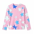 thumbnail image 3 of Girls Long Sleeve Shirt Star Print Crew Neck Casual Loose Fit Pullover Tops for Kids Fall Outfits Casual T-Shirt, 3 of 3