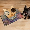 thumbnail image 3 of Boho Retro Floral Pet Feeding Mat-Abstract Art Pattern Absorbent Pet Placemat for Food and Water Bowl, with Waterproof Rubber Backing, Quick Dry Water Dispenser Mat for Dog and Cat (12"x20"), 3 of 7