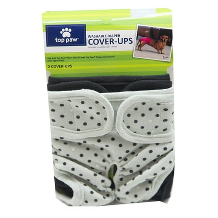 Top Paw 2pk Washable Diaper Cover Up Black/Grey/ Dotted -