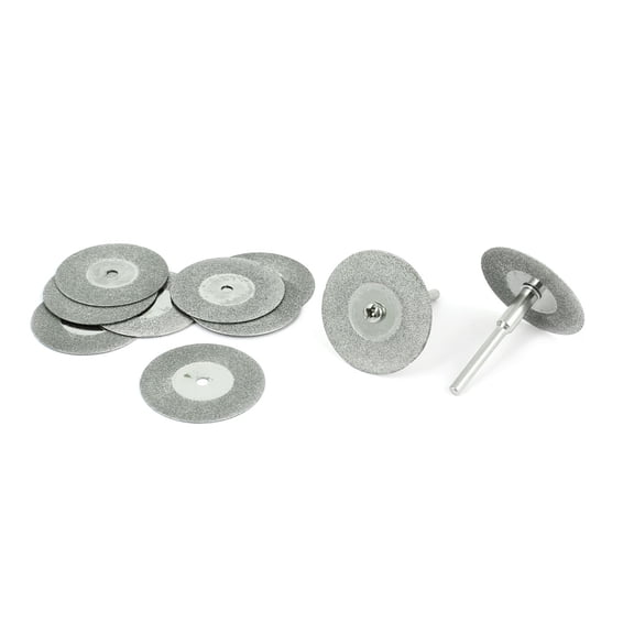 Unique Bargains 10 Pcs 30mm Diamond Coated Rotary Cut Off Grinding Wheel Discs w 1/8" Mandrel