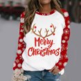 thumbnail image 3 of Camisas Navideñas Para Mujer Tops de Manga Larga Estampado de Rayas Cuello Redondo Sudadera Sudadera Elk Snowflake Gráfico Blusa Informal Odeerbi ODB206689, 3 of 4