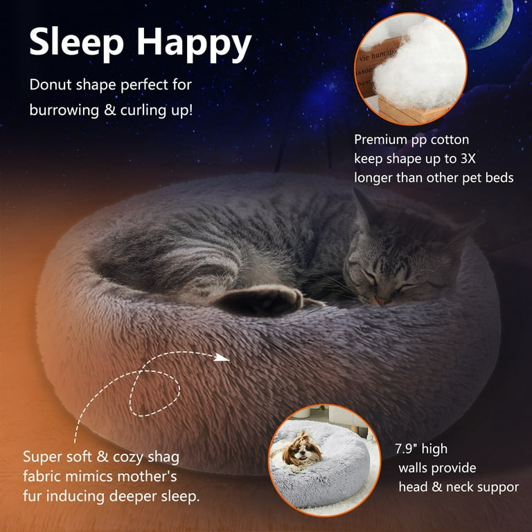 Long plush super soft pet round hotsell bed kennel dog cat comfortable sleeping cushion