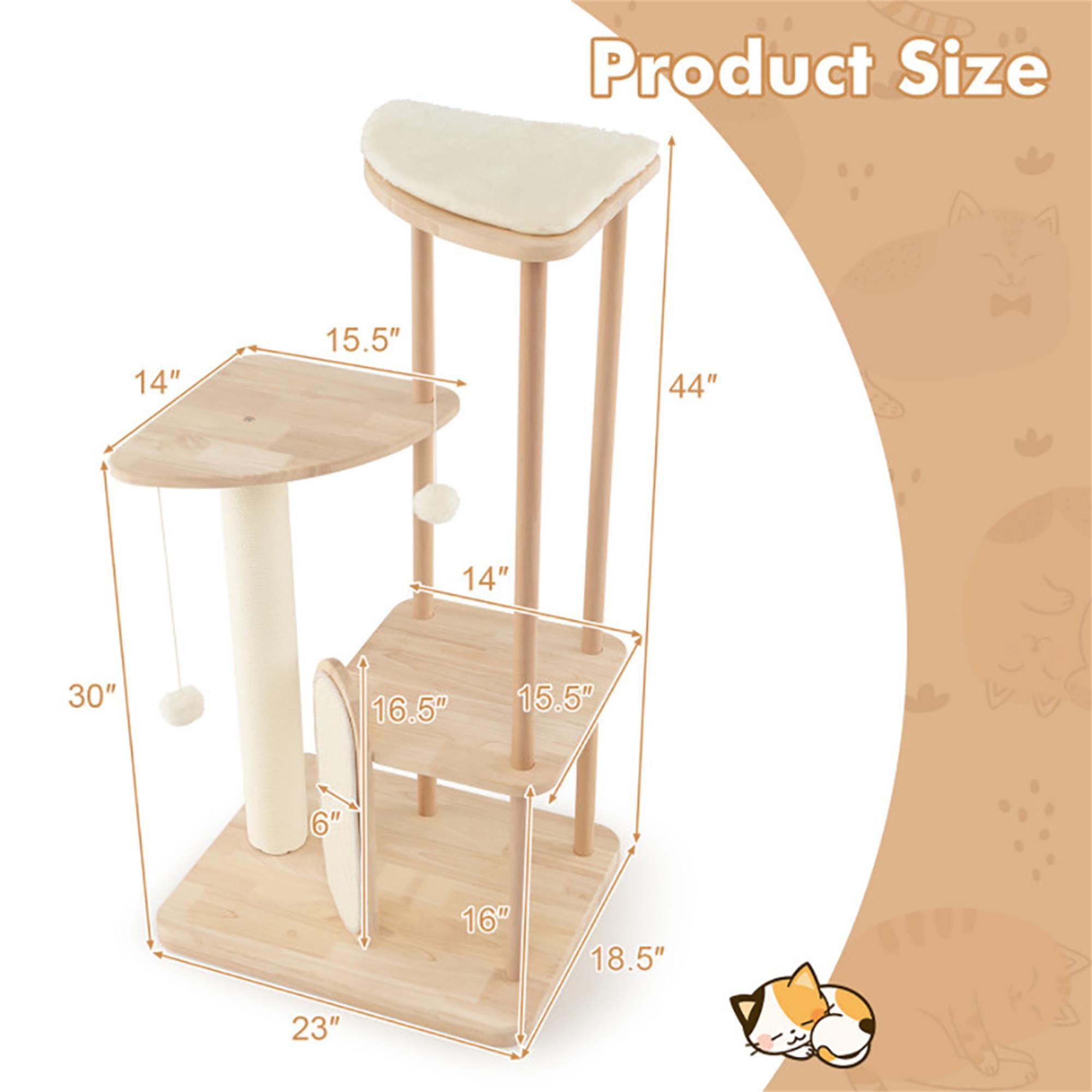 Pefilos 44" Wood Cat Tree Tower for Indoor Cats, Multi-Level Cat Condo with Scratching Board and Posts, Removable Soft Mat, Beige Pefilos 44" Wood Cat Tree Tower for Indoor Cats, Multi-Level Cat Condo with Scratching Board and Posts, Removable Soft Mat, Beige