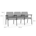 thumbnail image 4 of Pemberly Row Reception Waiting 3-Seat Tandem Seating/Charcoal Steel/Light Gray, 4 of 5