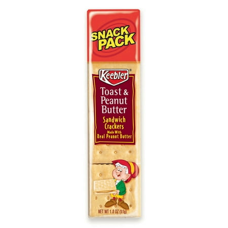 Keebler Sandwich Crackers, Toast & Peanut Butter, 8 Cracker Snack Pack, 12/Box