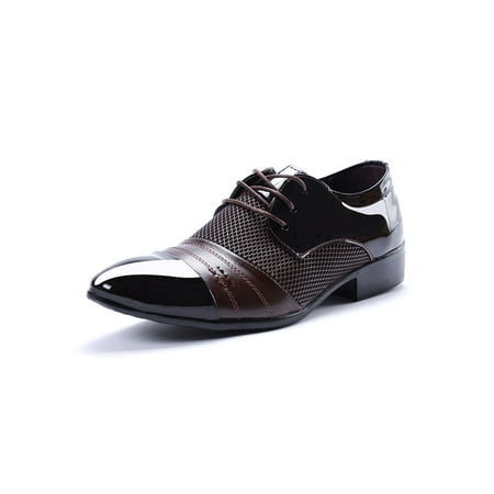 

Ferndule Men s Nonslip Lace Up Flats Formal Breathable Flat Oxford Shoe Wedding Smooth Round Toe Brown 11