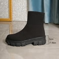 thumbnail image 5 of Women's Casual Winter Ankle Boots Knitted Elastic Sleeve Solid Color Round Toe Thick Sole Comfortable Footwear, 5 of 9