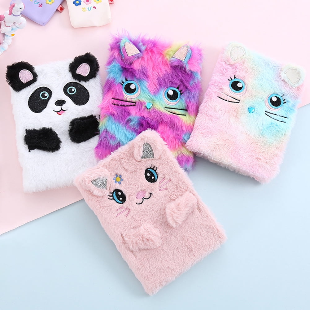 Opolski Cartoon Cat Panda Fluffy Diary Girls Journal Notebook Memo Pad