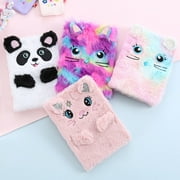 Aofa Cartoon Cat Panda Fluffy Diary Girls Journal Notebook Memo Pad Birthday Gift