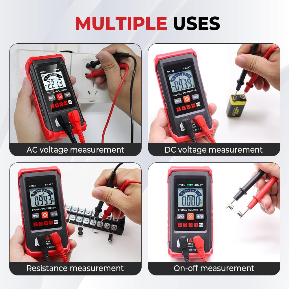 Automatic Digital Multimeter, 2025 New Auto-Ranging Voltmeter, Electric Meter Tester Tool Smart Measurement, Non Contact Volt DC Amp Meter Tester Digital Voltmeter for Ac/Dc Voltage (1PC)