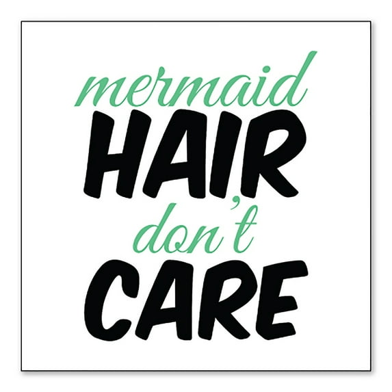 DistinctInk Custom Bumper Sticker - 4" x 4" Decorative Decal - White Background - Mermaid Hair Don't Care