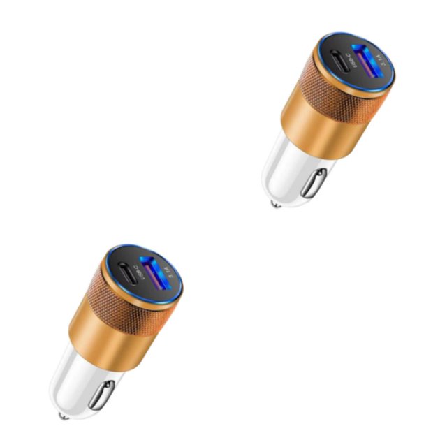 Wweixi Car Charge Adapter USB PD Replacement 3.1A Universal Antiflaming Automotive Dashcam Phone Power Outlet Accessories White Gold 2Set