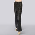 thumbnail image 4 of shqvo Womens Bell Bottom Metallic Pants Sparkly Sequins Pants Leather Shiny 125s Disco Flare Pants Rave Party Disco Dance Flare Club Wear Mardi Gras Outfit for Women, 4 of 4